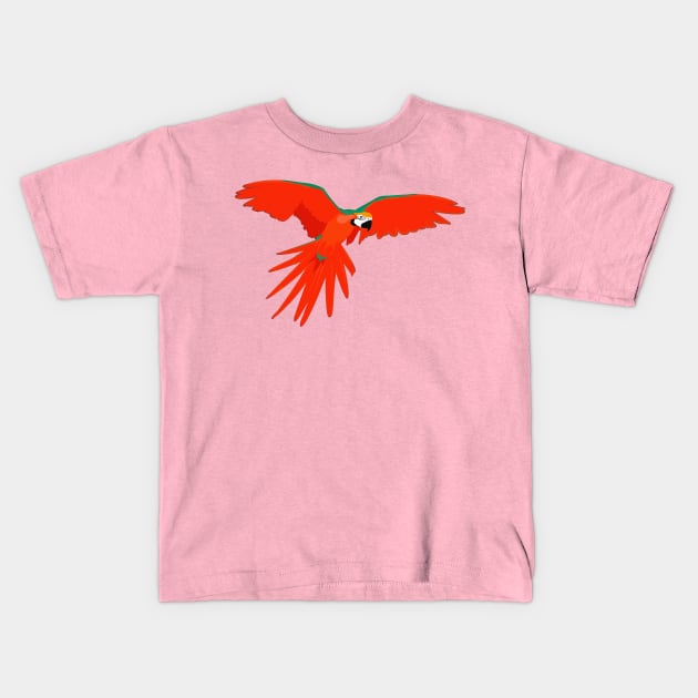 Red Parrot Kids T-Shirt by momomoma